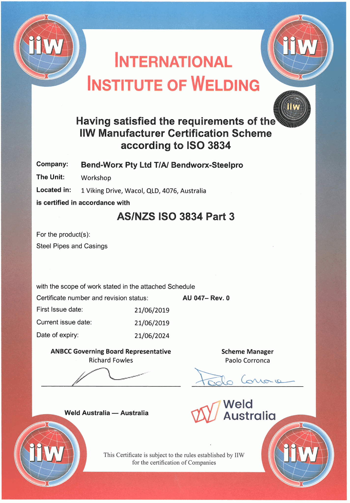 ISO 3834 Certification